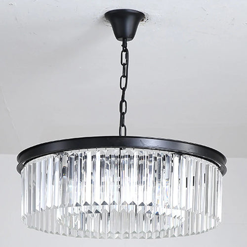 lustre rond en cristal de luxe avec lampes dorées - vue 3 sur 7