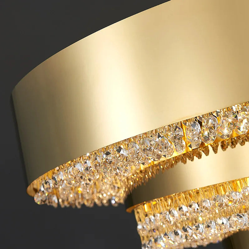 lustre moderne art design en cristal doré pour décoration luxueuse - vue 4 sur 11