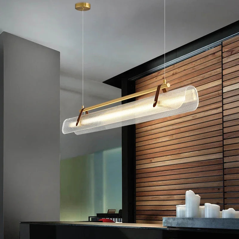 lustre en acrylique avec ceinture led pour éclairage moderne - vue 3 sur 11
