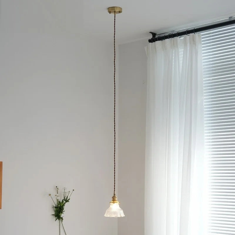 suspension vintage en laiton et verre japonais pour éclairage de maison - vue 5 sur 8