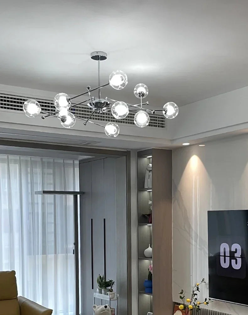 2024 Glass Chandelier Chrome Magic Bean Lights for  Living Room Pendant Lamp Bedroom Dining Room Ceiling Hanging Lamp - vue 4 sur 9