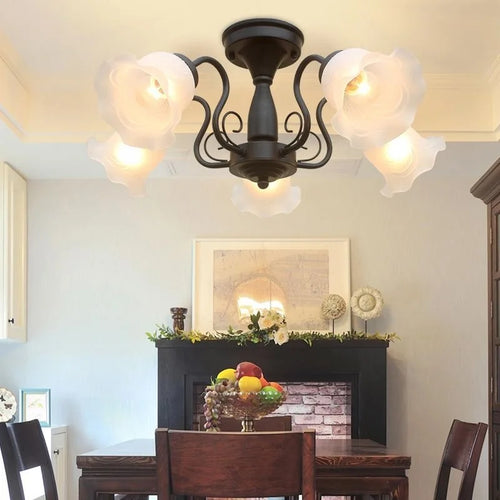 2023 European Iron Art Chandelier For Living Room And Restaurant High-end American Led Energy-saving Lamp Bedroom Ceiling Light - vue 4 sur 12