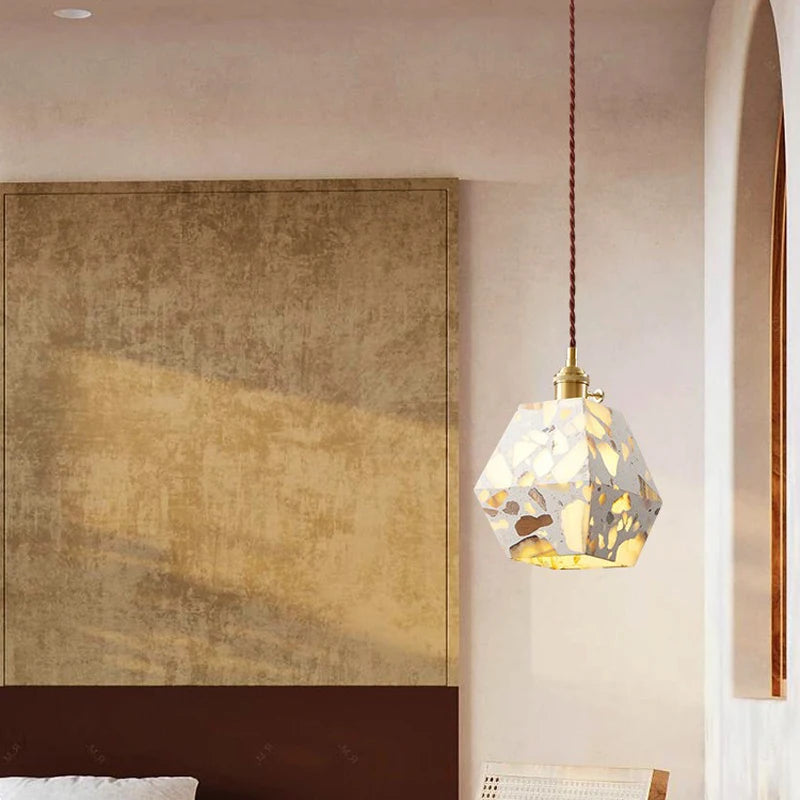 Industrial Style Concrete Pendant Light Fixture, Eco-friendly chandeliers are suitable for bedside, restaurant, café, etc - vue 4 sur 10