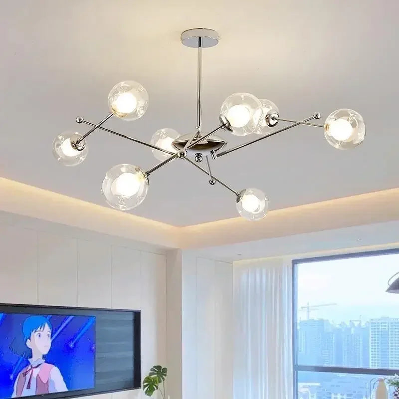 2024 Glass Chandelier Chrome Magic Bean Lights for  Living Room Pendant Lamp Bedroom Dining Room Ceiling Hanging Lamp - vue 2 sur 9