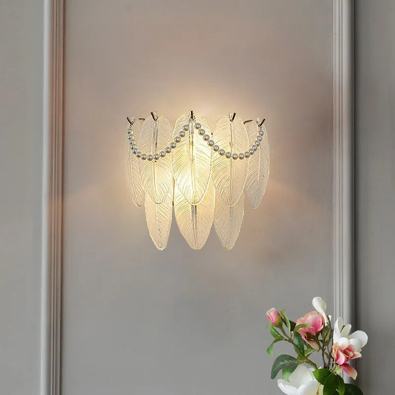 applique murale led en verre avec motifs nature luxe - vue 6 sur 15