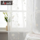 Voilage tulle brodé floral léger pour salon chambre