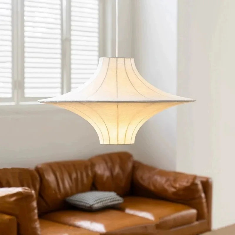 lustre wabi sabi minimaliste en soie avec led intégrée - vue 4 sur 7