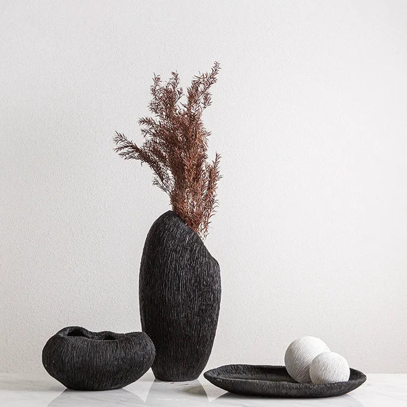 vase en résine avec texture corail pour décoration moderne - vue 3 sur 12