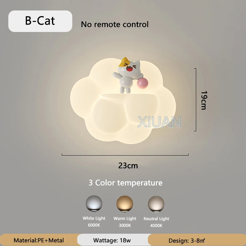 applique murale nuage ours chat singe pour enfants bébé - vue 8 sur 9