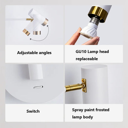 applique murale pliante led avec interrupteur bras long - vue 7 sur 7