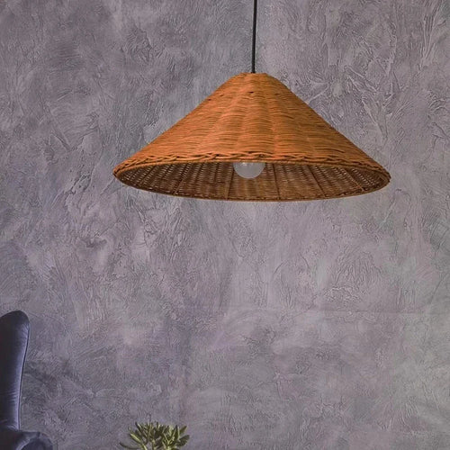 suspension vintage en rotin fait main pour éclairage intérieur - vue 3 sur 16