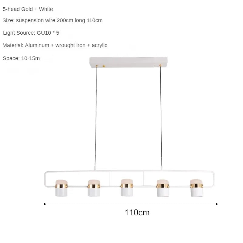 Nordic Designer Strip Restaurant Chandelier Minimalist Creative Bar Table Lamp, Bedroom Bedside Decoration Small GU10 Chandelier - vue 9 sur 14