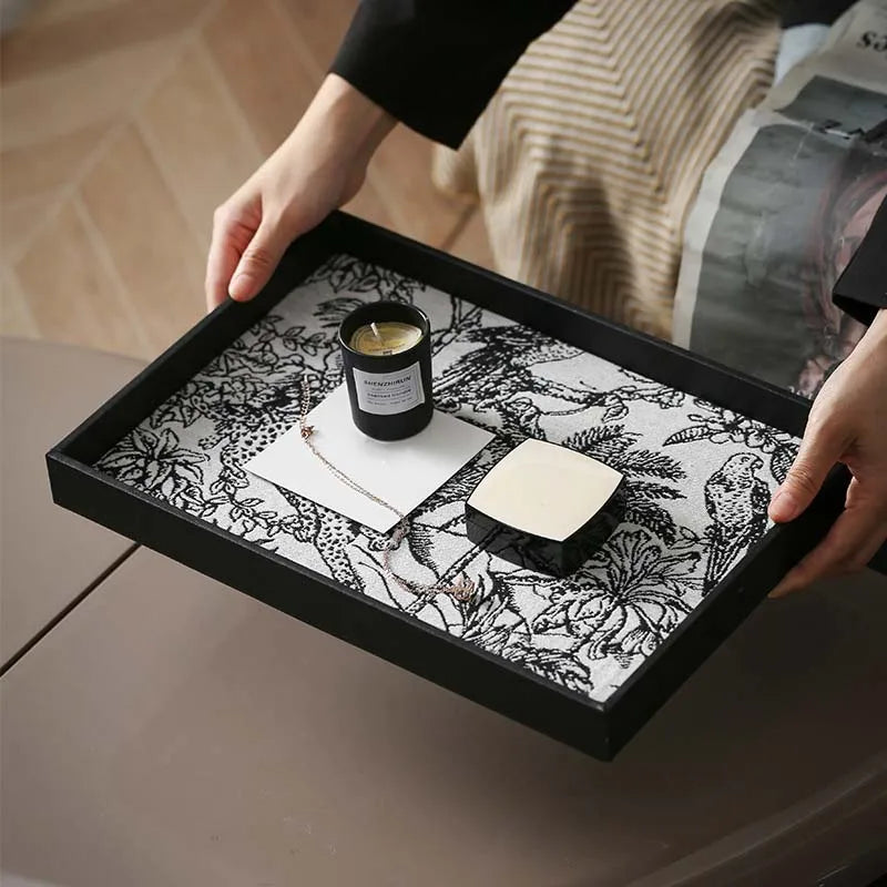 plateau décoratif rétro en cuir pour rangement et présentation - vue 4 sur 8