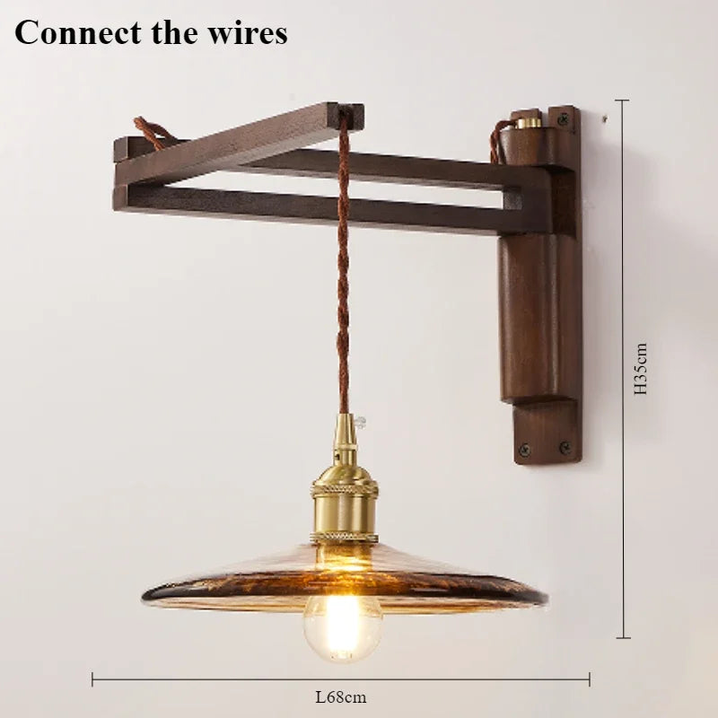 lampe moderne en bois de noyer avec lumière led décorative - vue 18 sur 21