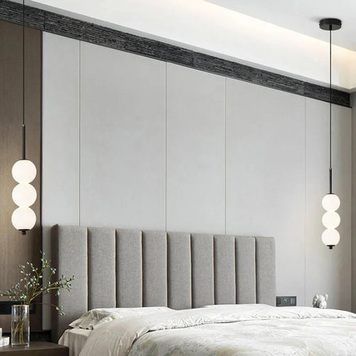 Suspension en verre nordique LED cuivre vent gourde 3-8 tête chevet suspendu décor lampe pour étude chambre salon éclairage - vue 6 sur 14