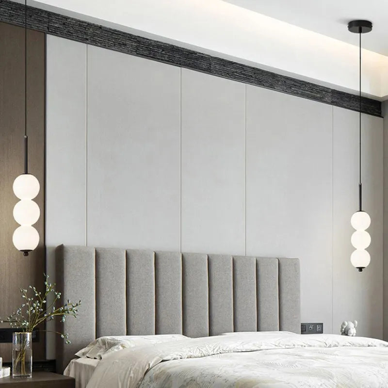 Suspension en verre nordique LED cuivre vent gourde 3-8 tête chevet suspendu décor lampe pour étude chambre salon éclairage - vue 5 sur 14