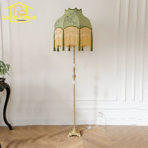 lampadaire rétro en cuivre avec pampilles art zen décoratif - vue 4 sur 9