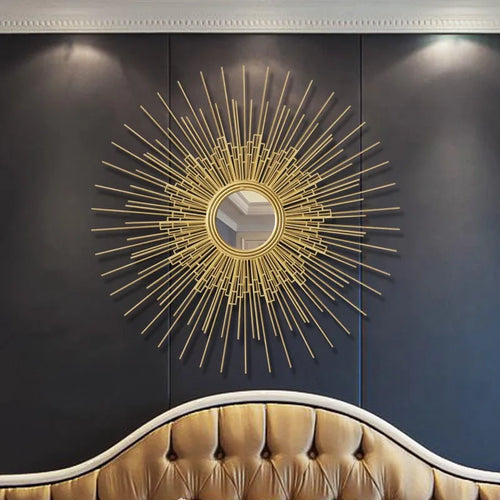 décoration murale en fer forgé avec miroir fleur décoratif - vue 2 sur 10
