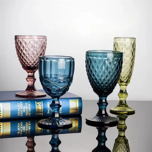 Verre vin relief style rétro verre épais - vue 6 sur 6