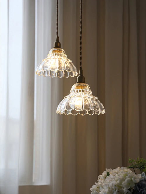 suspension en verre et laiton style japonais design nordique luxe - vue 3 sur 8