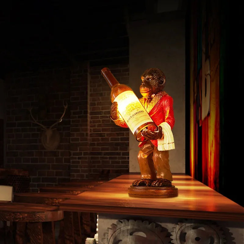 lampe de singe rétro en résine pour déco vintage et loft - vue 3 sur 8