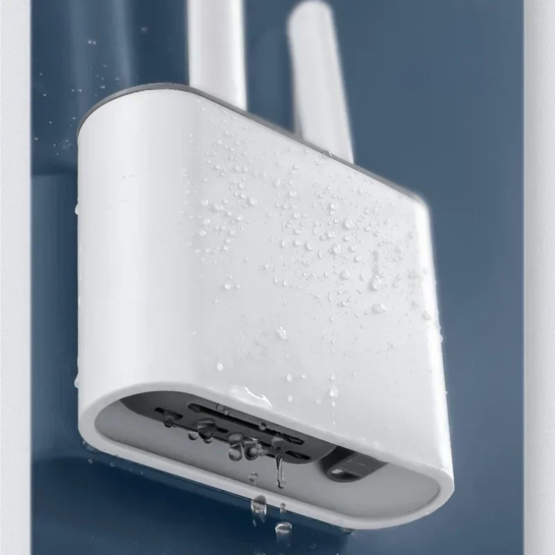 ensemble brosse de toilette silicone avec support mural pour salle de bain - vue 5 sur 8