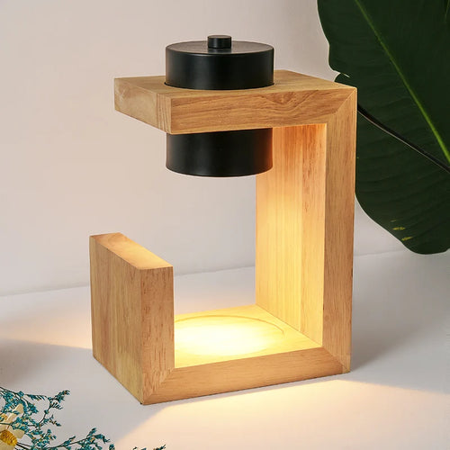 lampe chauffe-bougie aromathérapie bois nordique 110/230V éclairage intérieur - vue 6 sur 6
