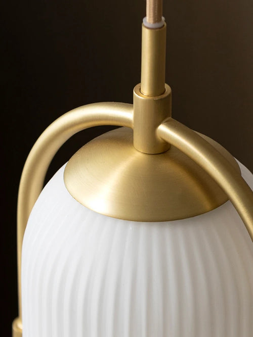 lustre simple au style industriel moderne en verre et métal - vue 5 sur 8