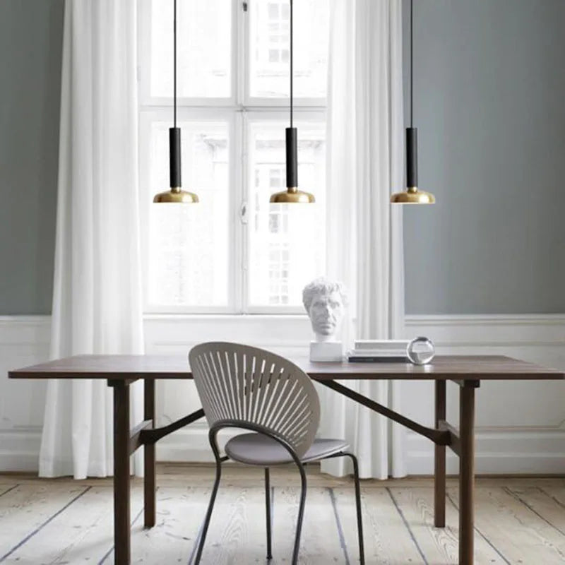 Suspension LED Moderne Créative tube et abat-jour Laiton - vue 3 sur 8