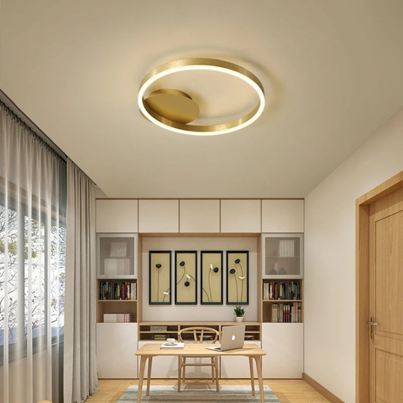 Modern LED super bright circular ceiling light in living room, Nordic restaurant light, minimalist bedroom ceiling light fixture - vue 2 sur 7