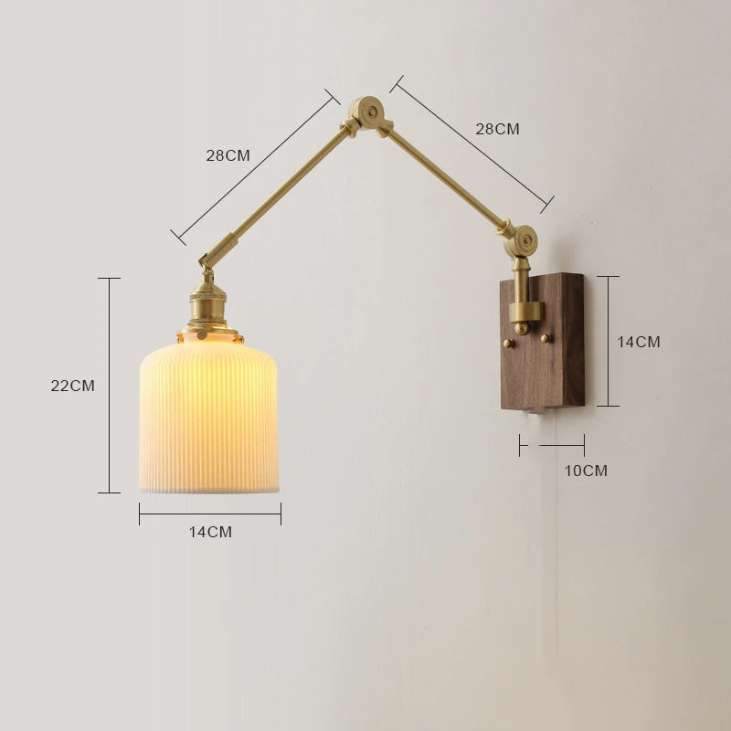 iwhd Applique murale led pivotante en cuivre avec interrupteur à chaîne - vue 8 sur 23