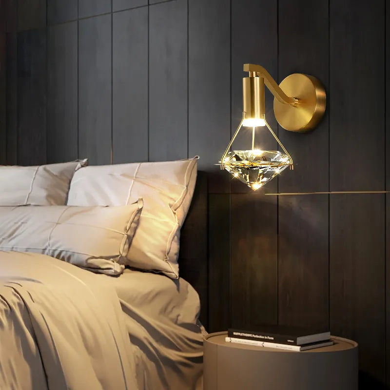applique murale cuivre luxe minimaliste chambre lampe chevet 5w chaud - vue 4 sur 8