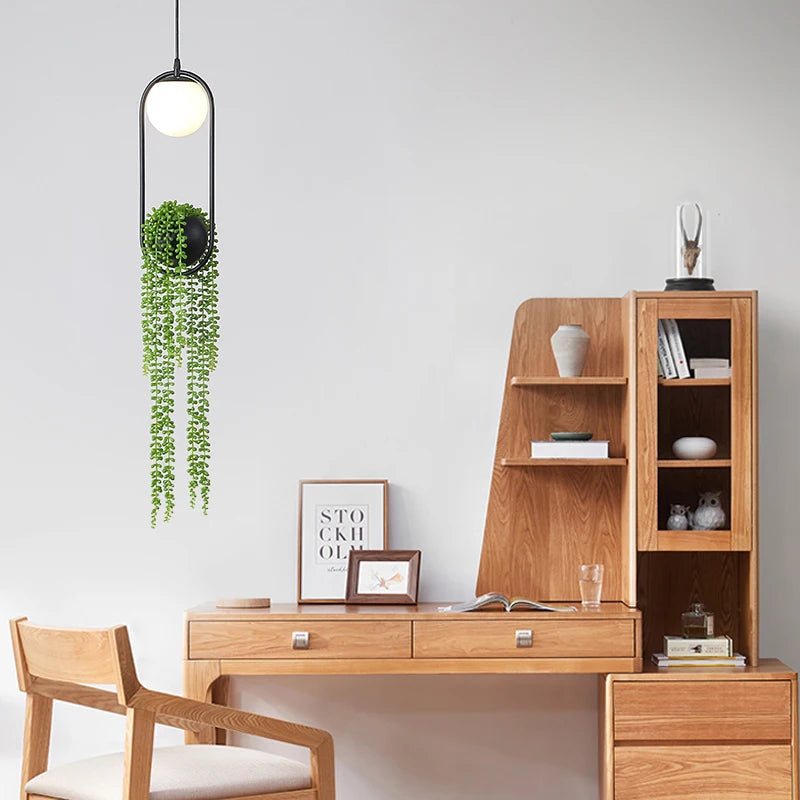 suspension moderne en forme de plante nordique en fer led - vue 4 sur 7