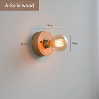 applique murale rétro en bois massif avec câble interrupteur