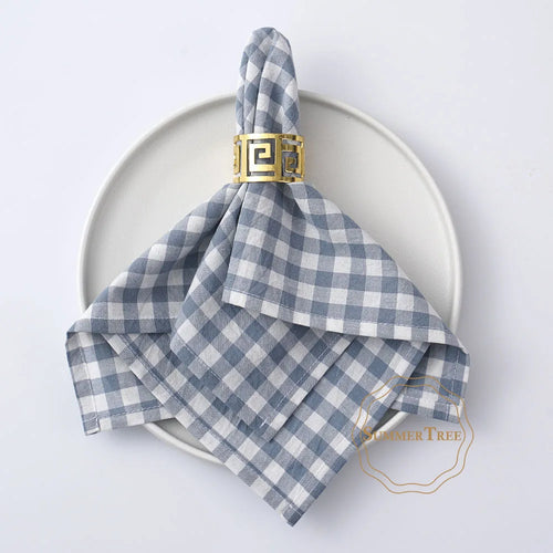 Serviette de table coton motif vichy 42x42 lavable - vue 8 sur 7