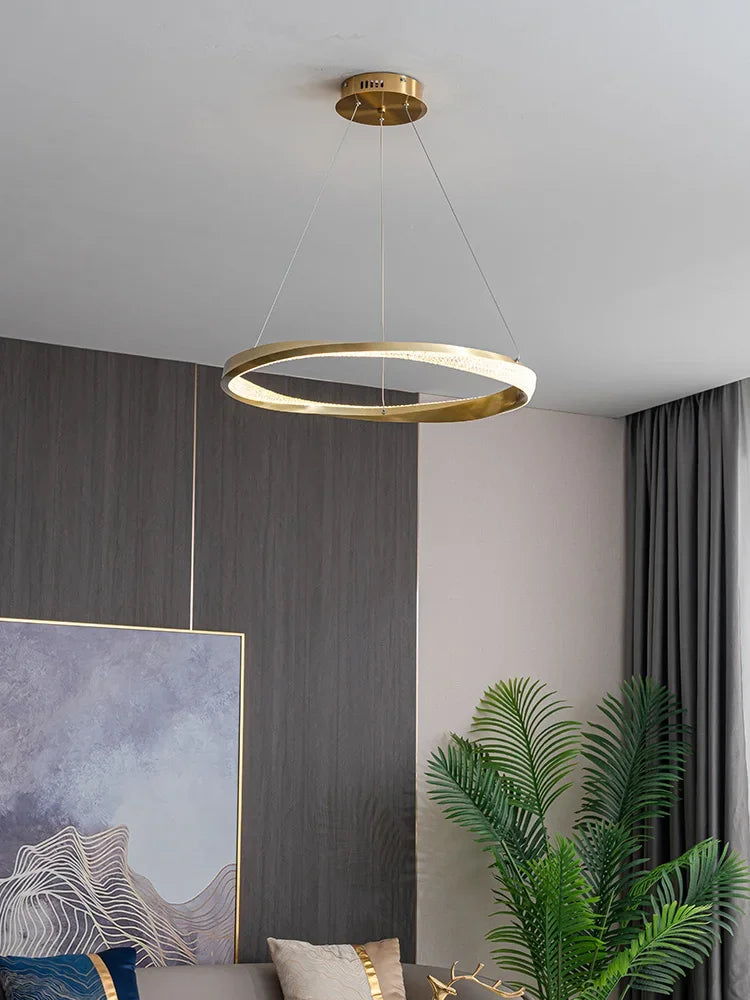 Living room lamps light luxury lamps modern minimalist atmosphere minimalist circle combination hall Italian ring chandelier - vue 3 sur 12