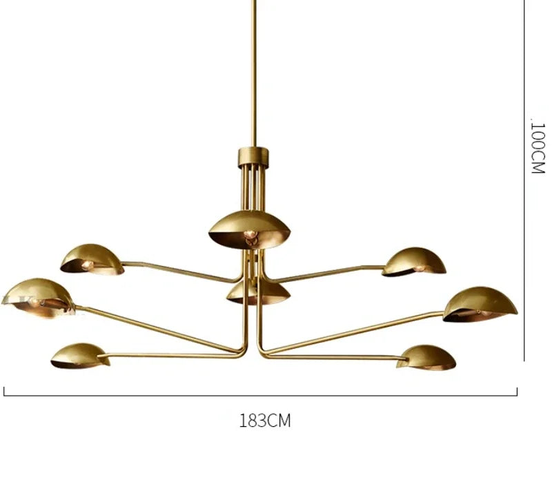lustre rétro en cuivre lampe créative à bras long design industriel - vue 13 sur 16