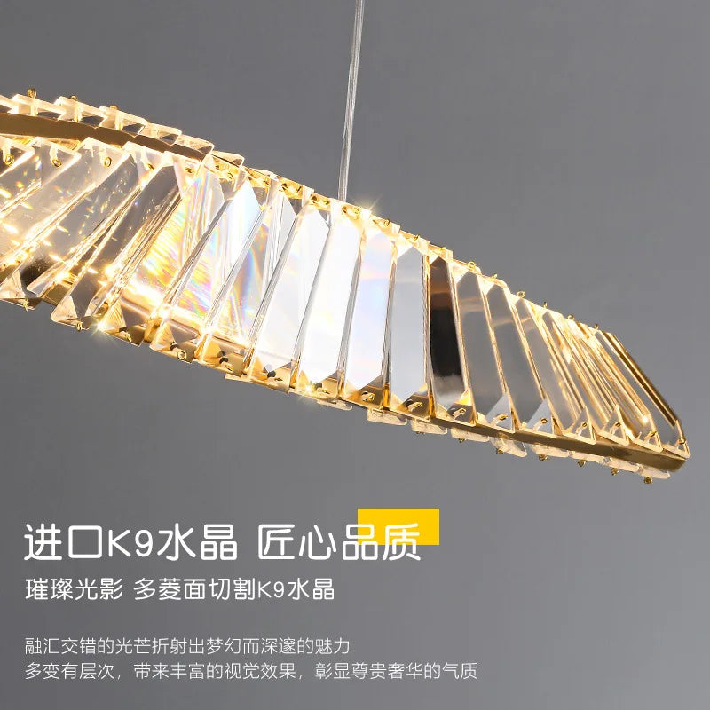 lustre en cristal à led design moderne pour restaurant et salle à manger - vue 6 sur 11