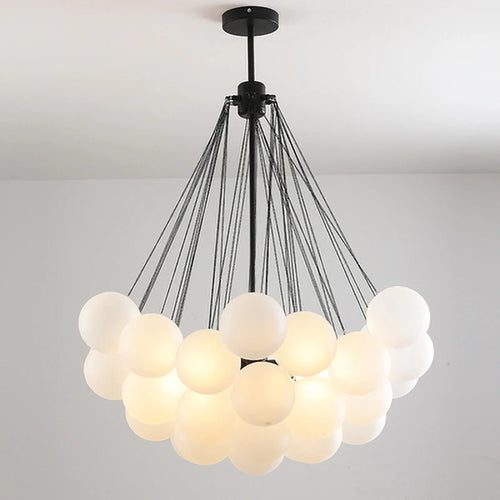 lustre moderne en verre avec boules led pour décoration - vue 3 sur 10
