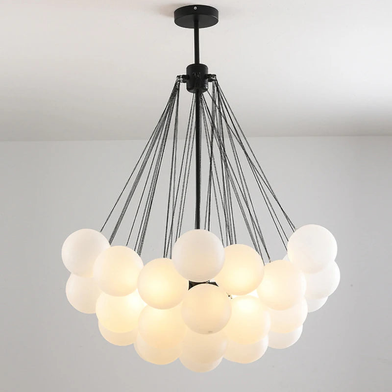 lustre moderne en verre avec boules led pour décoration - vue 3 sur 10