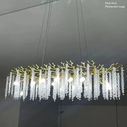 lustre à pampilles en cristal pour éclairage intérieur à LED - vue 4 sur 16