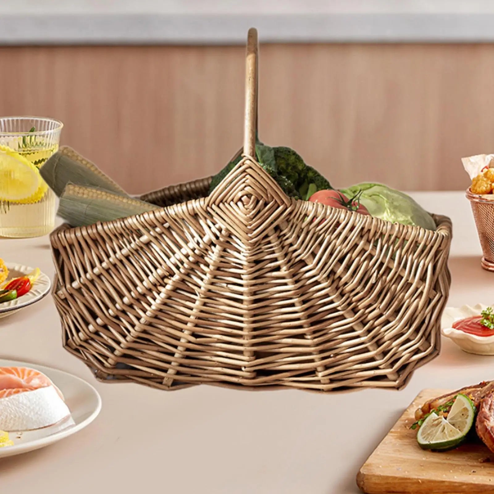 panier en osier pour pique-nique fruits légumes camping et fêtes - vue 5 sur 7