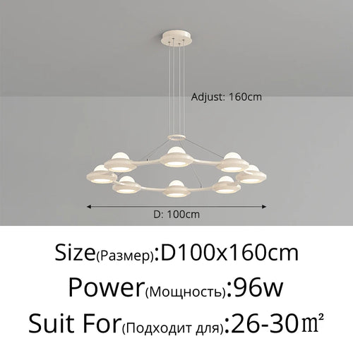 lustre moderne minimaliste trois têtes style crème italienne - vue 11 sur 12