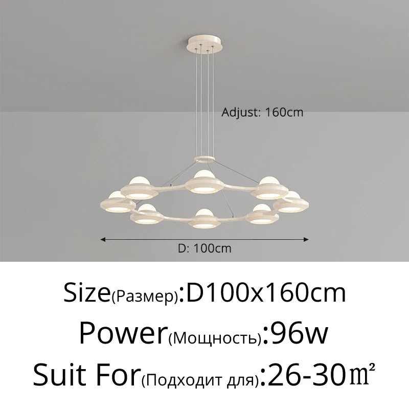 lustre moderne minimaliste trois têtes style crème italienne - vue 11 sur 12