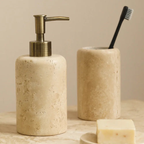 ensemble d'accessoires en marbre pour salle de bain - vue 3 sur 8