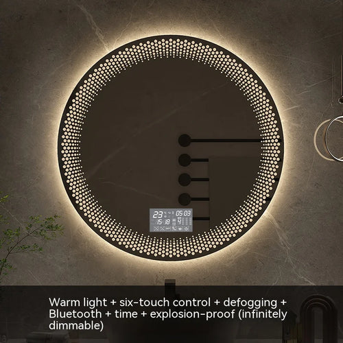 miroir rond à led avec rétroéclairage réglable et antibuée intelligent - vue 20 sur 25