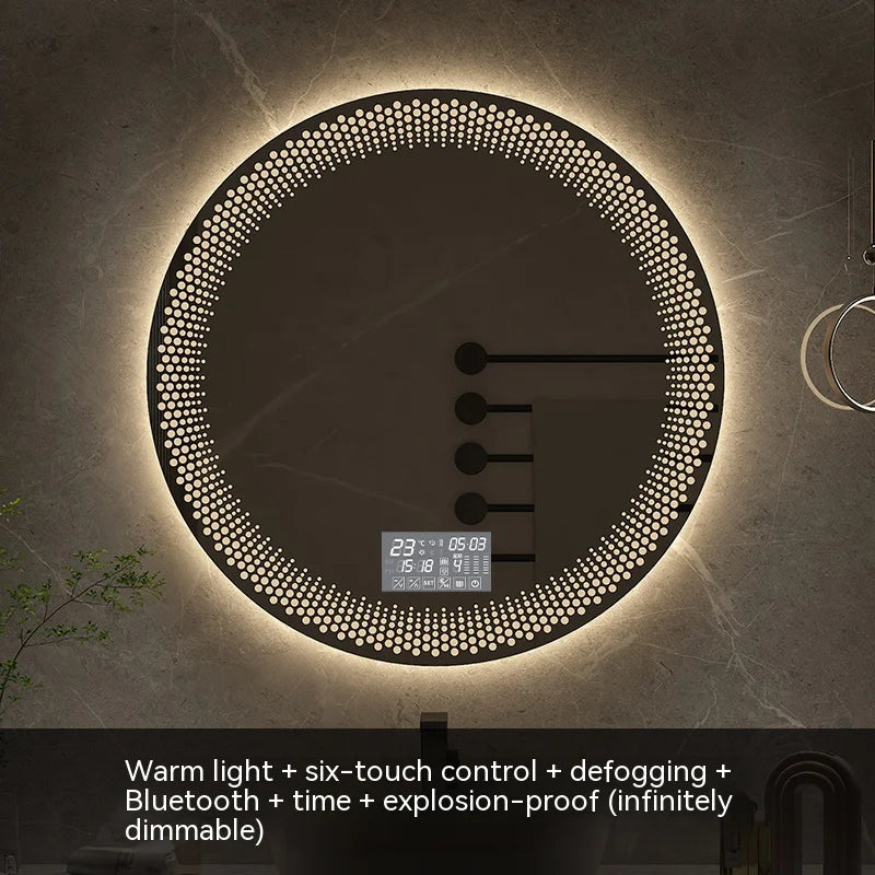 miroir rond à led avec rétroéclairage réglable et antibuée intelligent - vue 19 sur 25