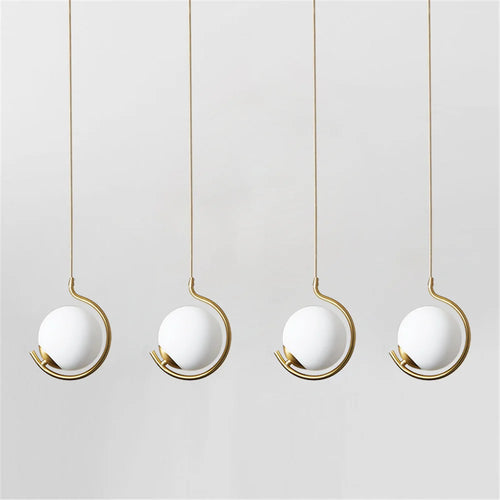 suspension nordique en métal et verre avec boule led décorative - vue 3 sur 10