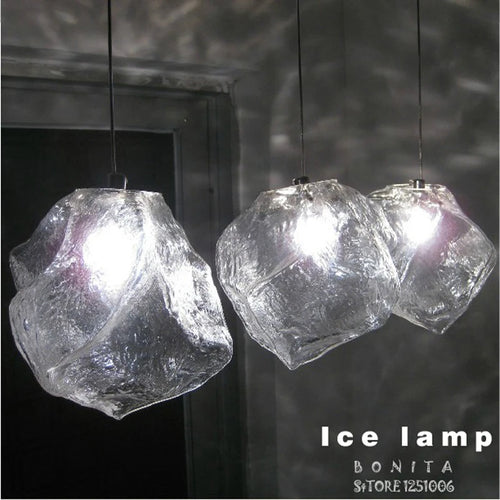 Suspension en cristal de glace Transparent pour restaurants en pierre de verre clair pour salle à manger à cordon led - vue 2 sur 5