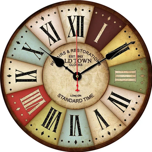 horloge murale rétro silencieuse pour décoration intérieure moderne - vue 9 sur 19